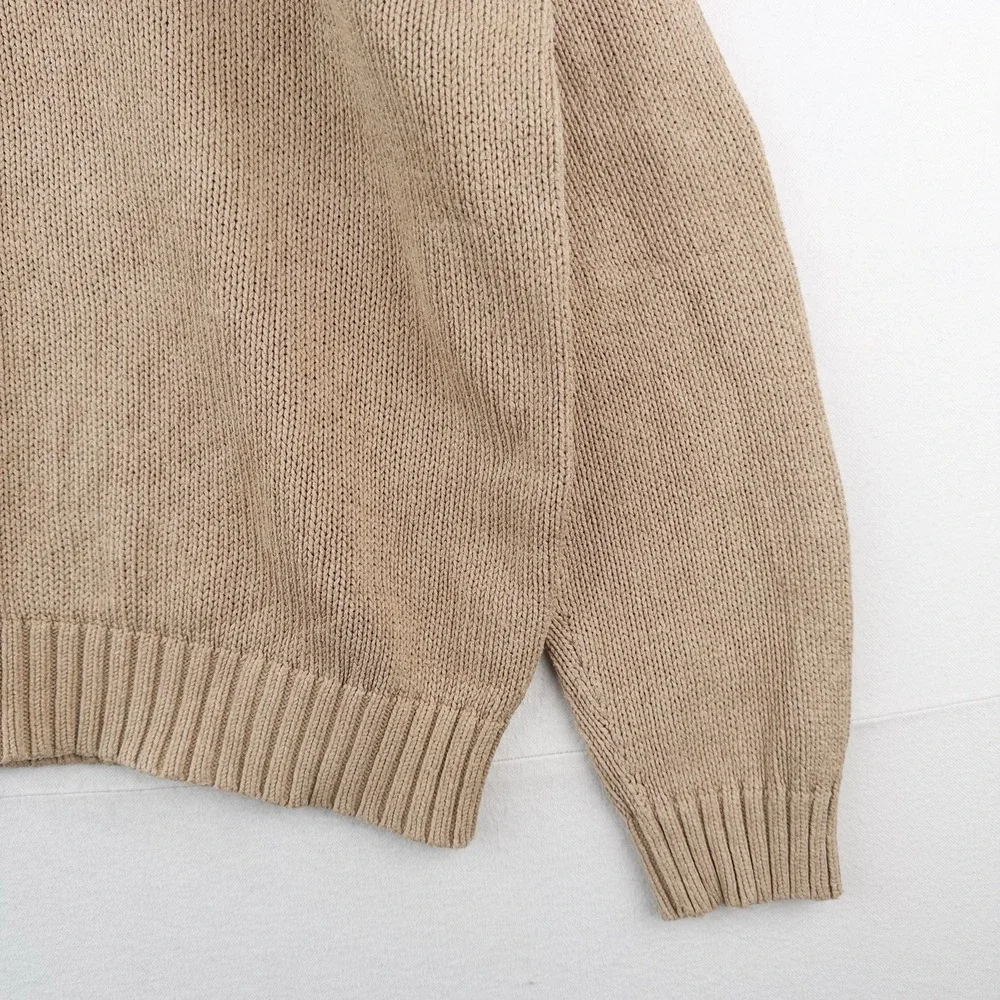 90's Vintage Polo Ralph Lauren Knit Sweater Mens 2XL Camel Brown Cotton Crewneck